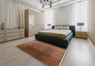 Mid-Century Modern Chocolate Brown Oriental Rug in a Bedroom, urb1166