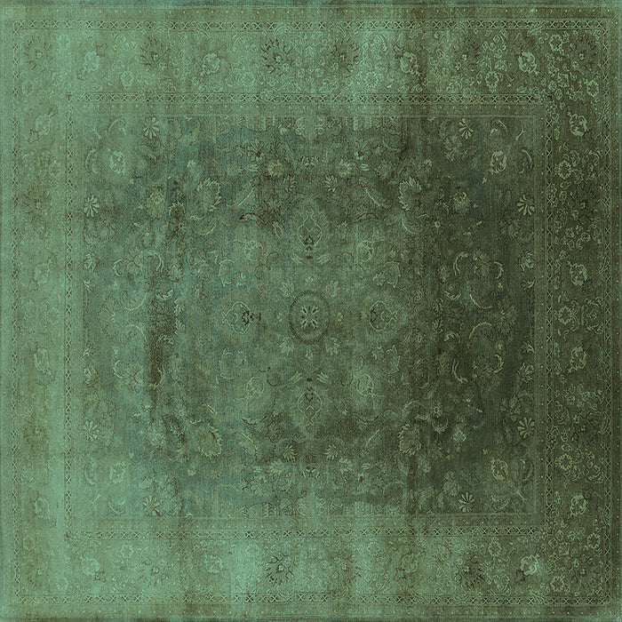 Square Machine Washable Oriental Turquoise Industrial Area Rugs, wshurb1166turq