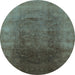 Round Oriental Light Blue Industrial Rug, urb1166lblu