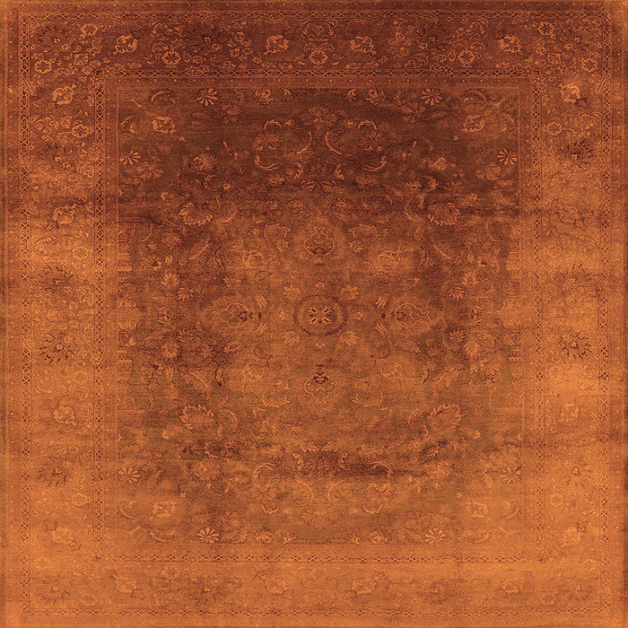 Square Machine Washable Oriental Orange Industrial Area Rugs, wshurb1166org