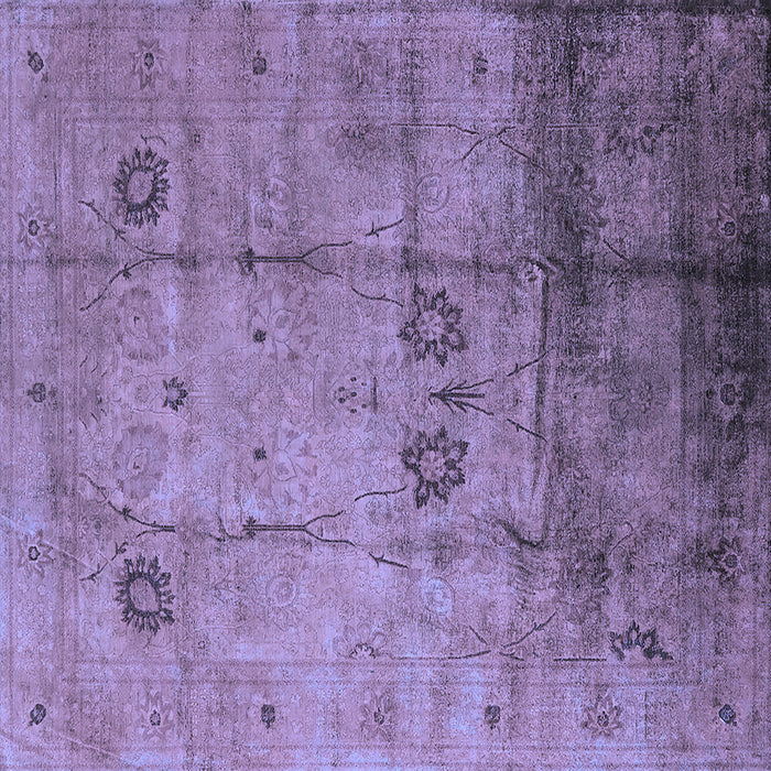 Square Machine Washable Oriental Blue Industrial Rug, wshurb1167blu