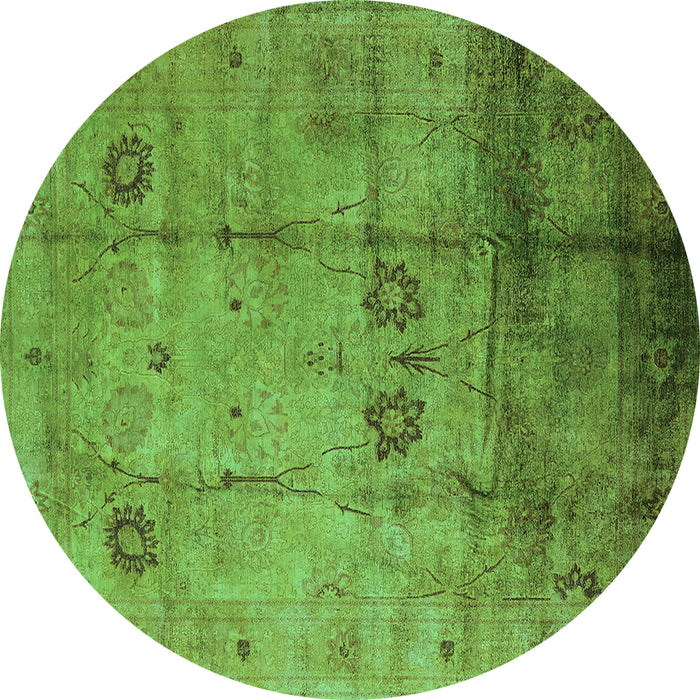 Round Oriental Turquoise Industrial Rug, urb1167turq