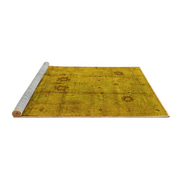 Sideview of Machine Washable Oriental Yellow Industrial Rug, wshurb1167yw