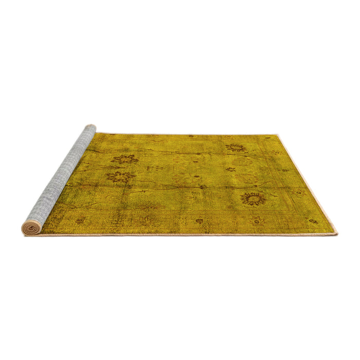 Sideview of Machine Washable Oriental Yellow Industrial Rug, wshurb1167yw