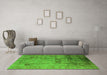 Machine Washable Oriental Green Industrial Area Rugs in a Living Room,, wshurb1167grn