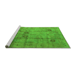 Sideview of Machine Washable Oriental Green Industrial Area Rugs, wshurb1167grn