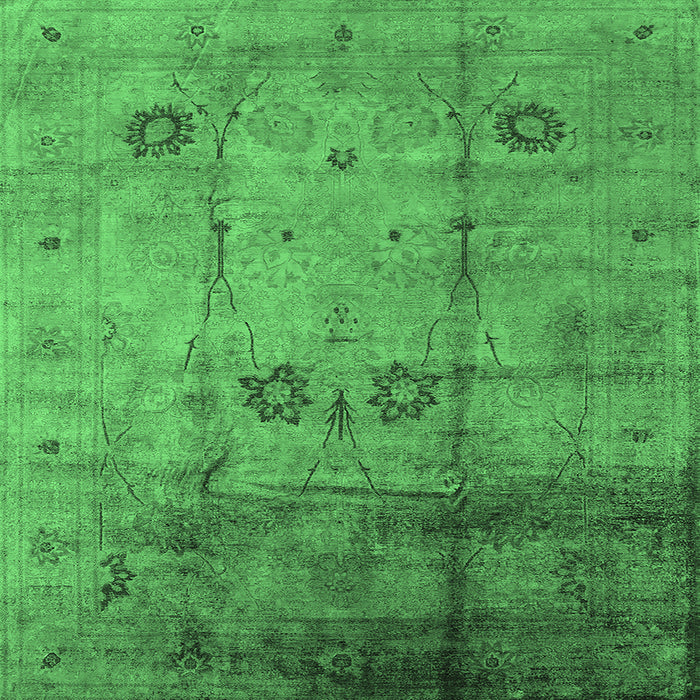 Square Oriental Emerald Green Industrial Rug, urb1167emgrn