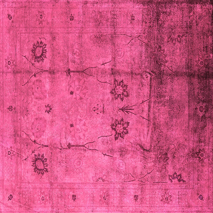 Square Machine Washable Oriental Pink Industrial Rug, wshurb1167pnk