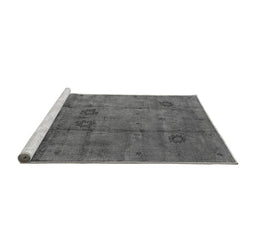Sideview of Machine Washable Oriental Gray Industrial Rug, wshurb1167gry