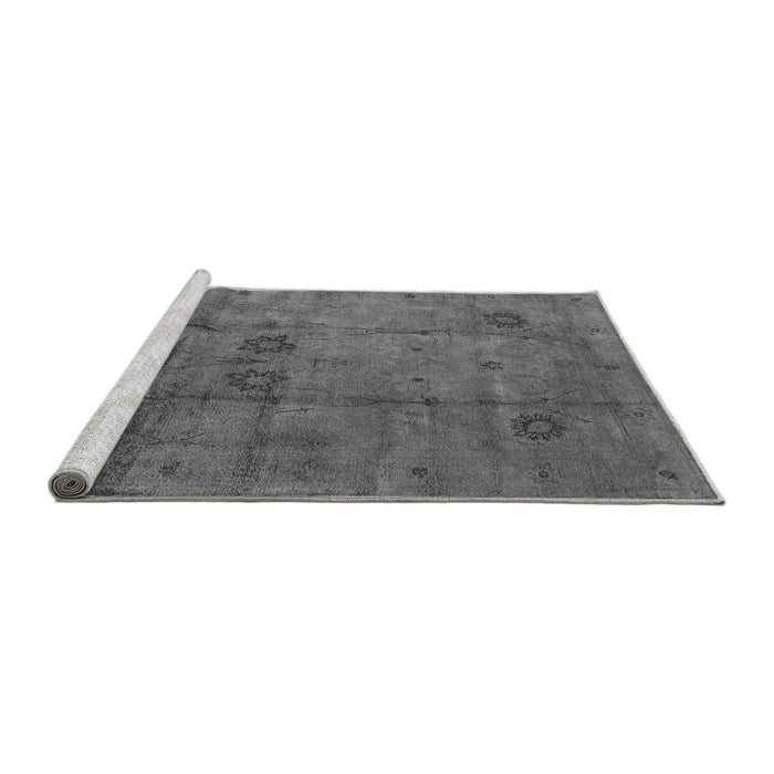 Sideview of Machine Washable Oriental Gray Industrial Rug, wshurb1167gry
