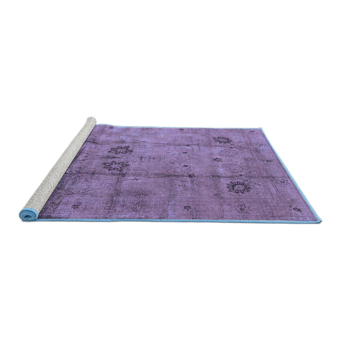 Sideview of Machine Washable Oriental Blue Industrial Rug, wshurb1167blu