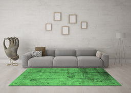 Machine Washable Oriental Emerald Green Industrial Area Rugs in a Living Room,, wshurb1167emgrn