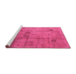 Sideview of Machine Washable Oriental Pink Industrial Rug, wshurb1167pnk