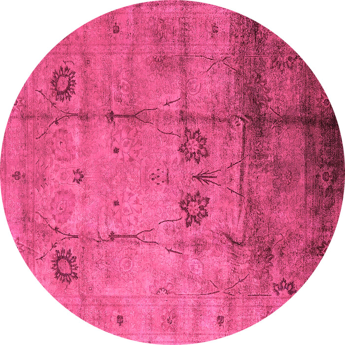 Round Machine Washable Oriental Pink Industrial Rug, wshurb1167pnk