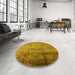 Round Mid-Century Modern Dark Bisque Brown Oriental Rug in a Office, urb1167