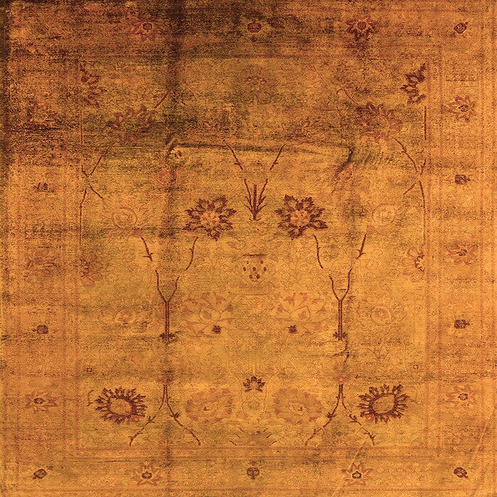 Square Machine Washable Oriental Orange Industrial Area Rugs, wshurb1167org