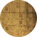 Round Oriental Brown Industrial Rug, urb1167brn