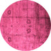 Round Oriental Pink Industrial Rug, urb1167pnk