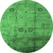 Round Oriental Emerald Green Industrial Rug, urb1167emgrn