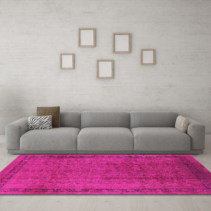Machine Washable Persian Pink Bohemian Rug in a Living Room, wshurb1168pnk