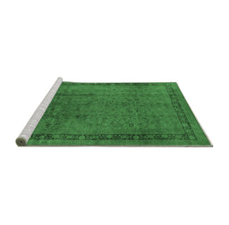 Sideview of Machine Washable Persian Emerald Green Bohemian Area Rugs, wshurb1168emgrn