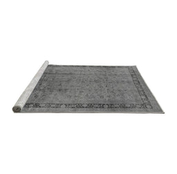 Sideview of Machine Washable Persian Gray Bohemian Rug, wshurb1168gry