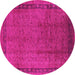 Round Machine Washable Persian Pink Bohemian Rug, wshurb1168pnk