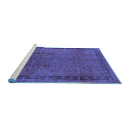 Sideview of Machine Washable Persian Blue Bohemian Rug, wshurb1168blu