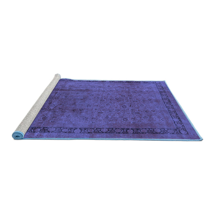 Sideview of Machine Washable Persian Blue Bohemian Rug, wshurb1168blu