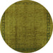 Round Machine Washable Persian Green Bohemian Area Rugs, wshurb1168grn