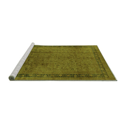 Sideview of Machine Washable Persian Green Bohemian Area Rugs, wshurb1168grn