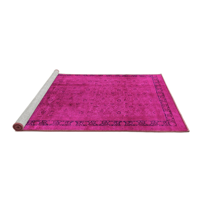 Sideview of Machine Washable Persian Pink Bohemian Rug, wshurb1168pnk