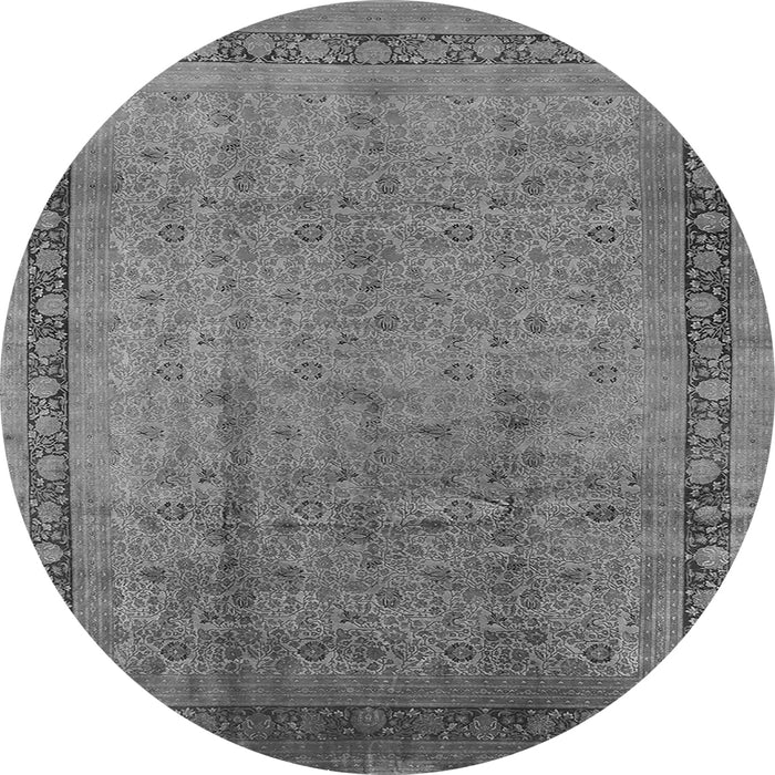 Round Machine Washable Persian Gray Bohemian Rug, wshurb1168gry