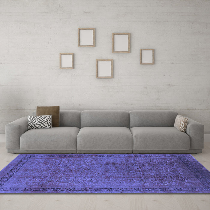 Machine Washable Persian Blue Bohemian Rug in a Living Room, wshurb1168blu