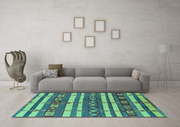 Machine Washable Oriental Turquoise Industrial Area Rugs in a Living Room,, wshurb1169turq