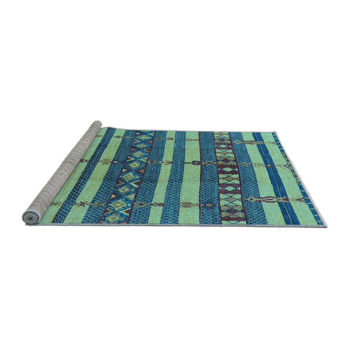 Sideview of Machine Washable Oriental Light Blue Industrial Rug, wshurb1169lblu
