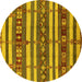 Round Oriental Yellow Industrial Rug, urb1169yw