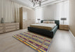 Mid-Century Modern Purple Oriental Rug in a Bedroom, urb1169