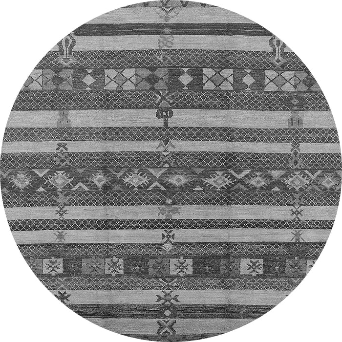 Round Machine Washable Oriental Gray Industrial Rug, wshurb1169gry