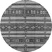 Round Machine Washable Oriental Gray Industrial Rug, wshurb1169gry