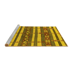 Sideview of Machine Washable Oriental Yellow Industrial Rug, wshurb1169yw