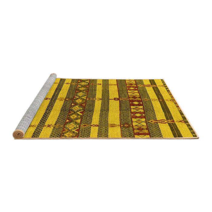Sideview of Machine Washable Oriental Yellow Industrial Rug, wshurb1169yw