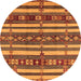 Round Machine Washable Oriental Orange Industrial Area Rugs, wshurb1169org