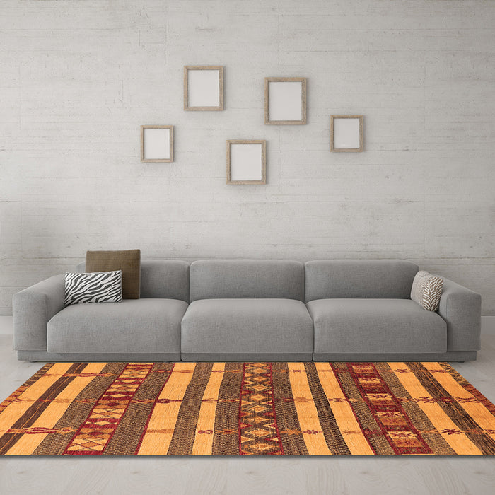 Machine Washable Oriental Orange Industrial Area Rugs in a Living Room, wshurb1169org