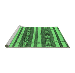 Sideview of Machine Washable Oriental Emerald Green Industrial Area Rugs, wshurb1169emgrn