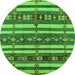 Round Machine Washable Oriental Green Industrial Area Rugs, wshurb1169grn