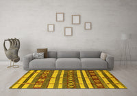 Machine Washable Oriental Yellow Industrial Rug, wshurb1169yw