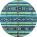 Round Oriental Light Blue Industrial Rug, urb1169lblu