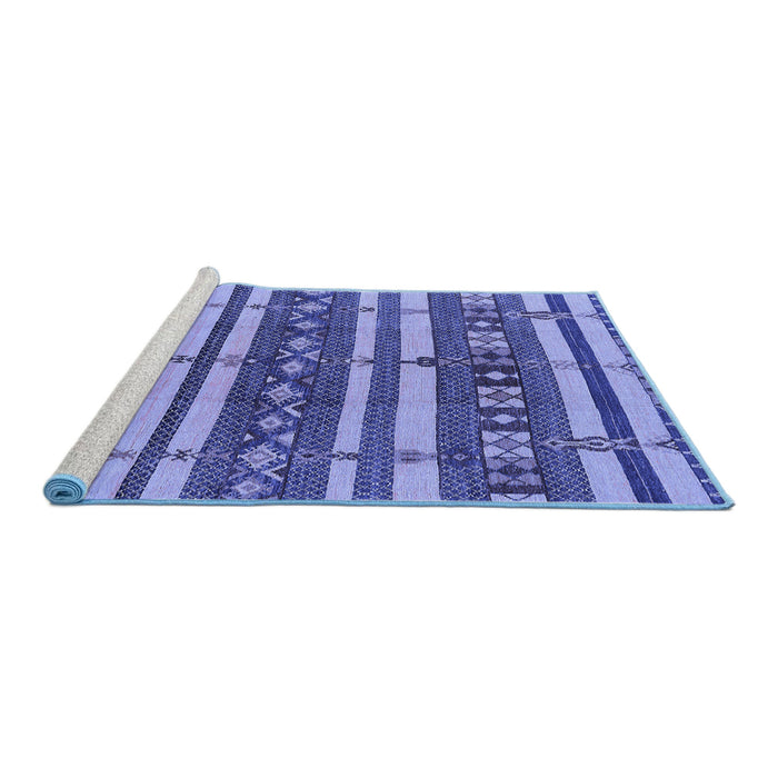 Sideview of Machine Washable Oriental Blue Industrial Rug, wshurb1169blu