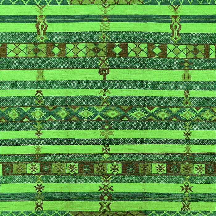 Square Oriental Green Industrial Rug, urb1169grn